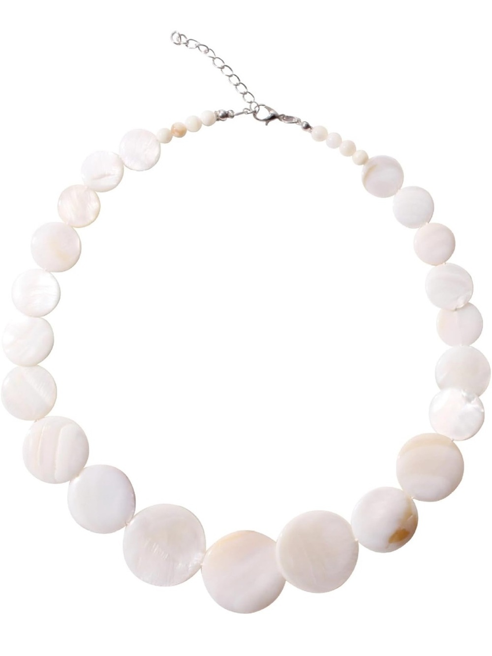 New! White Mother-of-Pearl Disc Necklace